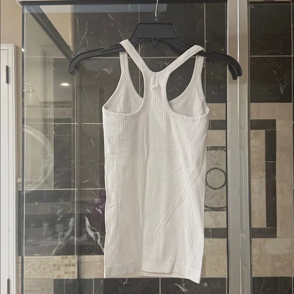 Lululemon White Ribbed Tank Top, sizing tag cut off, size 2. - Picture 2 of 3